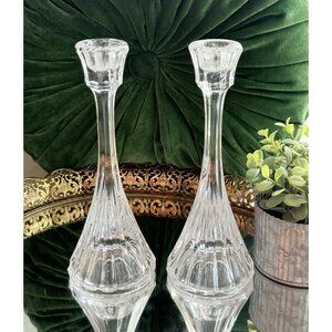 Mikasa Park Lane Clear Ribbed Crystal Candlesticks Lot Of 2